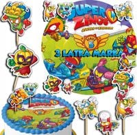 ZESTAW OPŁATEK NA TORT 20CM + TOPPERY PAPIEROWE - SUPER ZINGS 15CM 18CM
