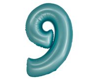 Balon foliowy cyfra "9" niebieski matowy, 76 cm