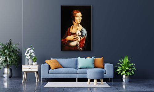 OBRAZ NA PŁÓTNIE 002 Dama z gronostajem 60x90cm na Arena.pl