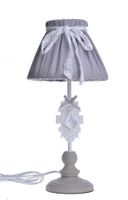 Lampa beżowo biała materiałowy klosz mała