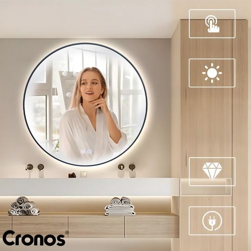 Lustro podgrzewane Cronos okrągłe 70cm Black na Arena.pl