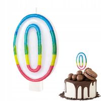 ŚWIECZKA URODZINOWA KOLOROWA TEŃCZOWA CYFERKA 0 CYFRA NA IMPREZĘ