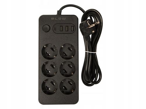 PRZEDŁUŻACZ LISTWA ZASILAJĄCA WŁĄCZNIK 3x USB 6 GNIAZD 2m USB TYP-C na Arena.pl