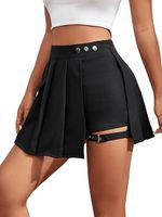 Spódnico-spodenki damskie czarne plisy klamra wysoki stan skort mini L