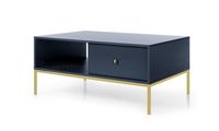 Stolik kawowy Molly z szufladami granatowy złoty stelaż