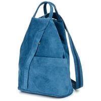 VERA PELLE plecak damski zamszowy trójkątny z suwakiem V010 c.jeansowy