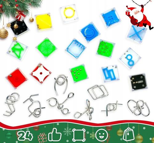 KALENDARZ ADWENTOWY 24 GRY LOGICZNE 3D ŁAMIGŁÓWKI MINI GRY ZABAKI KRATYWNE na Arena.pl