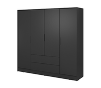 Szafa 4-Drzwiowa z Szufladami 4D2SZ 206 cm Czarna KALI PS - 4 Kolory