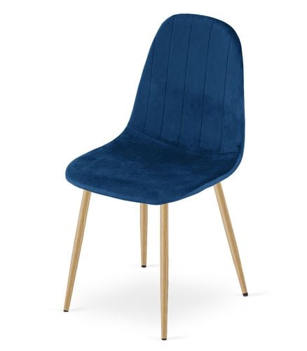 Krzesło granatowe welurowe PADVA nogi dąb do jadalni kuchni salonu x3 na Arena.pl