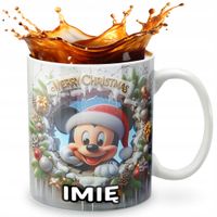 KUBEK 330ml Z GRAFIKĄ PREZENT NA ŚWIĘTA WZORY - BAJKA MYSZKA MIKI + IMIĘ