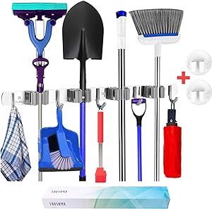 Stalowy uchwyt ścienny na miotły mopy 5 haczyków na Arena.pl