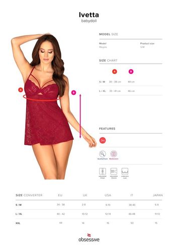 Czerwona, Koronkowa Babydoll i Stringi - Obsessive Ivetta S/M na Arena.pl