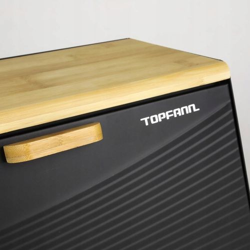 DUŻY CHLEBAK METALOWY Z DESKĄ POJEMNIK NA PIECZYWO CHLEB CZARNY BAMBUSOWY na Arena.pl