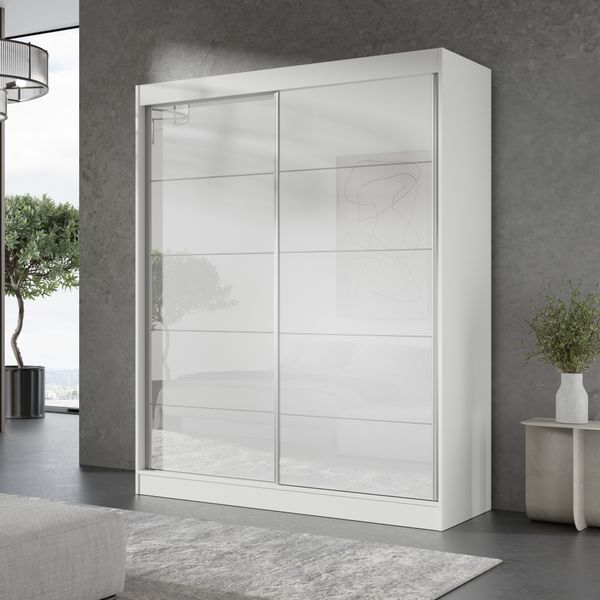Szafa przesuwna Como 2D 150 Biała (lacobel) zdjęcie 4