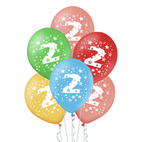 Balony kolorowe z cyfrą 2 urodziny 5szt