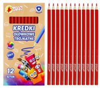 kredki ołówkowe trójkątne shan czerwone 12 sztuk