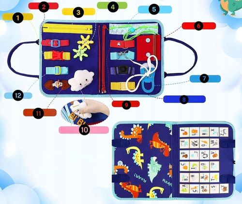 Tablica Manipulacyjna Sensoryczna dla Dzieci Miękka Edukacyjna Montessori na Arena.pl