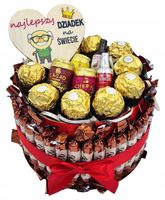 Tort Konafetto Kosz Prezentowy Zestaw Słodyczy Urodziny Imieniny WALENTYNKI