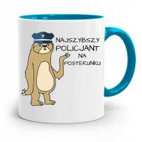 Kubek Błękitny Dla Policjanta Na Posterunku Z Nadrukiem Ze Zdjęciem