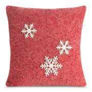 Poszewka dekoracyjna 40x40 cm filc czerwona ze śnieżynkami