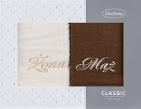 Komplet ręczników w pudełku Mąż i Żona 50x90 kremowy+brązowy