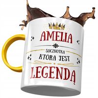 Kubek Żółty Dla Amelii Żony Przyjaciółki Z Nadrukiem Ze Zdjęciem