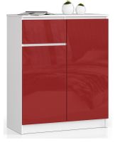 KOMODA K 80 cm 2 DRZWI 1 SZUFLADA BIAŁA / CZERWONY POŁYSK