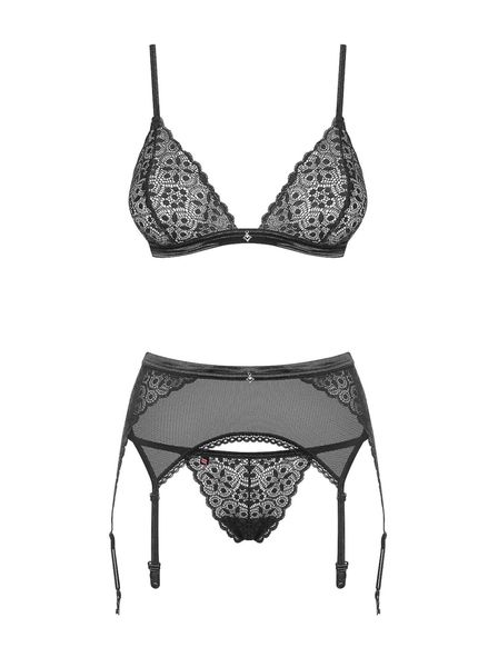 Sexy Komplet Biustonosz Pas Stringi Obsessive S/M zdjęcie 5