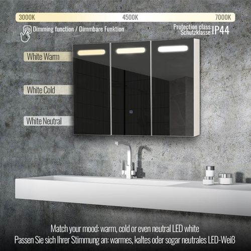 MIADOMODO Szafka z lustrem i oświetleniem LED, 90 x 65 cm na Arena.pl