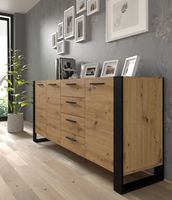 Komoda NUKA K 197 cm 4 szuflady dąb artisan czarna Komoda NUKA K 197 cm 4 szuflady dąb artisan czarna