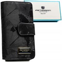 PETERSON portfel damski skórzany duży pionowy skóra naturalna RFID czarny