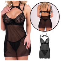 KOSZULKA NOCNA SEKSOWNA TIUL KORONKA STRINGI L/XL