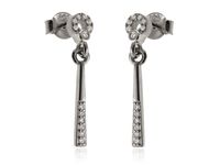 Delikatne rodowane wiszące srebrne podłużne kolczyki łezki krople białe cyrkonie srebro 925 K3075