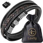 REGULOWANA Czarna SKÓRZANA Bransoletka MĘSKA NIERDZEWNA 316L Magnes