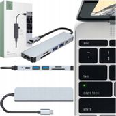 HUB ADAPTER STACJA DOKUJĄCA DO MACBOOK 6W1 SZARY ROZGAŁĘZIACZ DO LAPTOPA