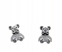 Piękne kolczyki miś gwiazdki cyrkonie stal chirurgiczna kolor srebrny