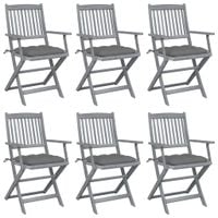 Składane krzesła ogrodowe, 6 szt., z poduszkami, akacjowe