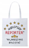Dla Dziennikarza Prezent Torba Eco Biała Shopper Z Nadrukiem Ze Zdjęciem