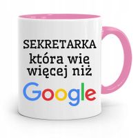 Kubek Różowy Prezent Dla Sekretarki Wie Więcej Z Nadrukiem Ze Zdjęciem