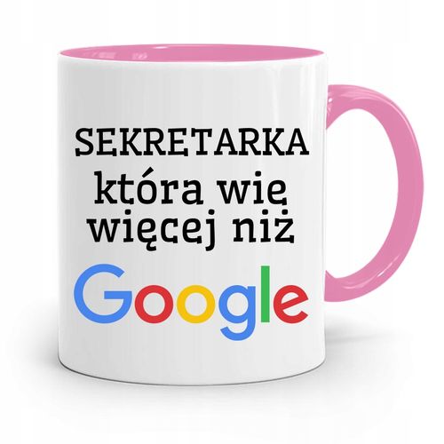 Kubek Różowy Prezent Dla Sekretarki Wie Więcej Z Nadrukiem Ze Zdjęciem na Arena.pl