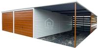 Garaż blaszany 6x6 + wiata 3,5 2x Brama uchylna spad w tył PLG112