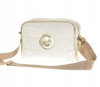 Laura Biaggi - torebka listonoszka biały mat przeszycia złota lamówka KB77