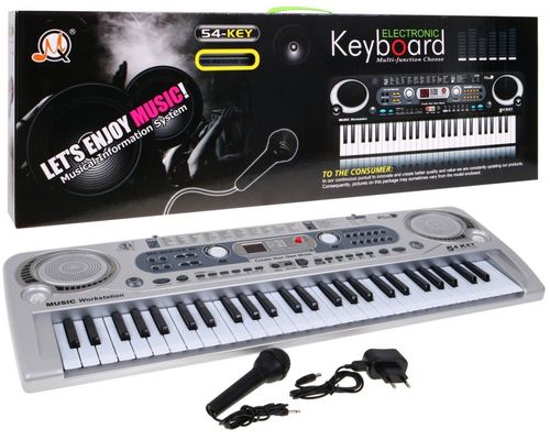 Srebrny Keyboard Dla Dzieci 5+ Mikrofon + Nagrywanie Usb - Model Nr 824 na Arena.pl