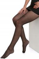 MORAJ Rajstopy Czarne Wzór Siateczka 20 DEN R.2