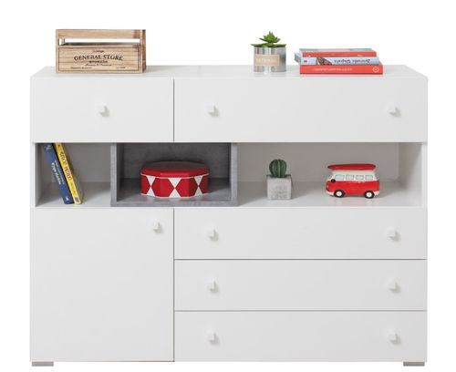 Komoda młodzieżowa z szufladami PLUTO biała na Arena.pl