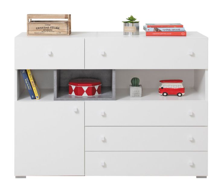 Komoda młodzieżowa z szufladami PLUTO biała zdjęcie 2