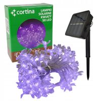 LAMPKI SOLARNE GIRLANDA OGRODOWA KWIATKI 50 LED SOLARNA KWIATY WBIJANA