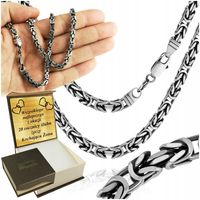 Srebrny Męski Łańcuszek Królewski 3,8mm Pełny Kuty Oksydowany 925 Grawer