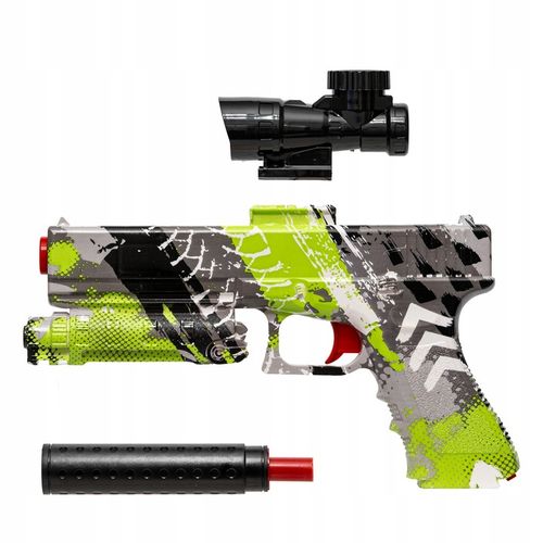 PISTOLET GLOCK AUTOMAT NA KULKI ŻELOWE Z TŁUMIKIEM ELEKTRYCZNY GRAFFITI na Arena.pl