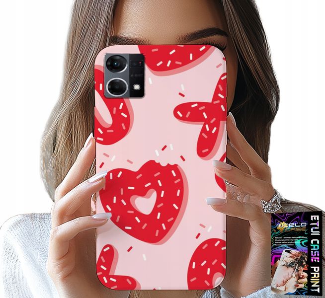 ETUI DO OPPO RENO7 4G - KOBIECE, MODNE WZORY XOXO SERCE + SZKŁO zdjęcie 1